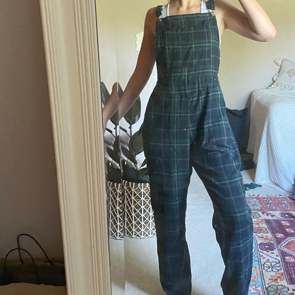 plaid overalls
